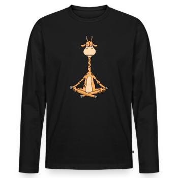 Yogi namaste cadeau yoga méditation girafe - T-shirt manches longues Premium bio Homme - noir - Devant - Nico (187cm)