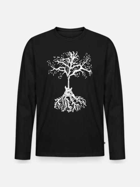 Guitartræ - Premium økologisk langærmet T-shirt til mænd - sort
