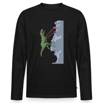Dinosaure grimpant d'escalade en bloc de T-Rex - T-shirt manches longues Premium bio Homme - noir - Devant - Nico (187cm)