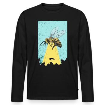 Abeille Ufo Beam Alien Scifi Cadeau d'apiculteur - T-shirt manches longues Premium bio Homme - noir - Devant - Nico (187cm)