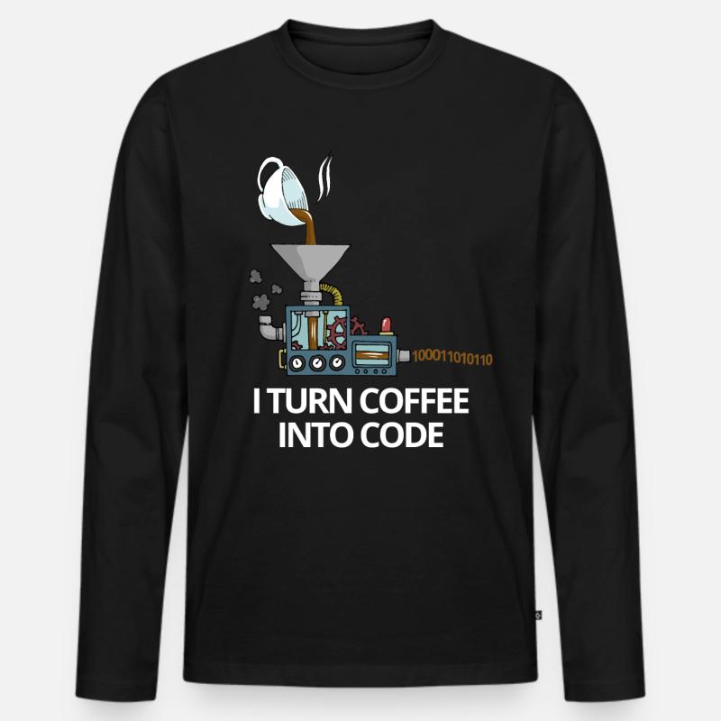 Programmeur de café en code informatique cadeau T-shirt manches longues Premium bio Homme