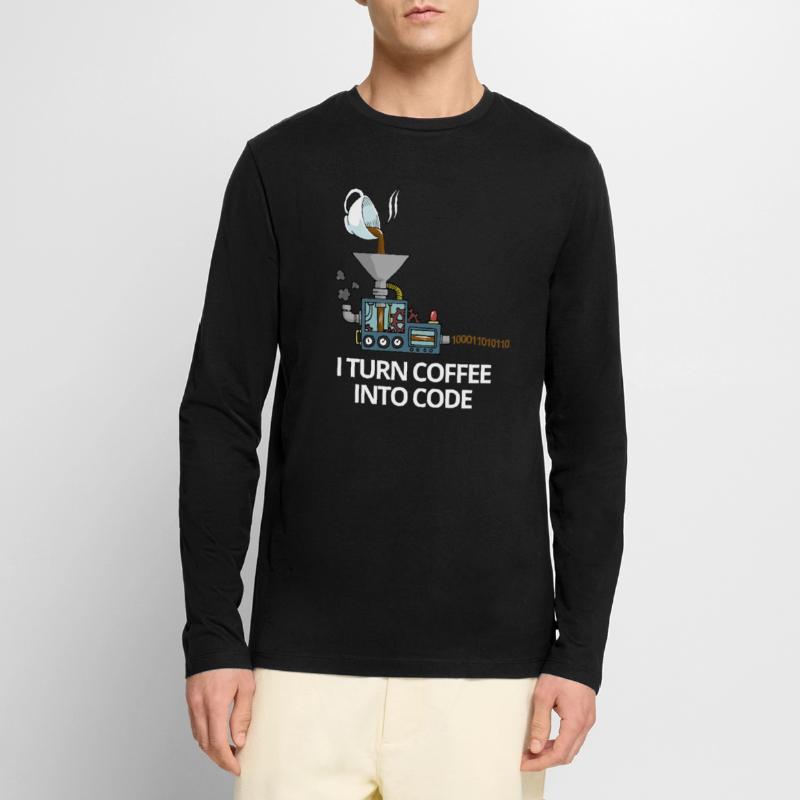 Programmeur de café en code informatique cadeau T-shirt manches longues Premium bio Homme
