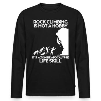 Klettern Zombies Flucht Kletterer Lustig Geschenk - Männer Premium Bio Langarmshirt - Schwarz - Vorne - Nico (187cm)