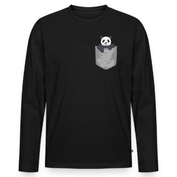 Panda Panda Bear in Pocket Pocket Animal Gift - Men's Premium Organic Long Sleeve Shirt - black - Front - Nico (187cm)
