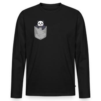 Panda Panda Bear in Pocket Pocket Animal Gift - Men's Premium Organic Long Sleeve Shirt - black - Front - Nico (187cm)