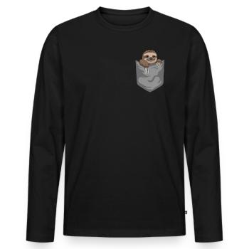 Sloth loafers in bag laziness gift - Men's Premium Organic Long Sleeve Shirt - black - Front - Nico (187cm)