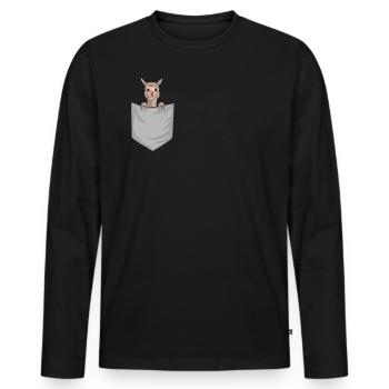 Alpaga dans un sac cadeau d'alpaga - T-shirt manches longues Premium bio Homme - noir - Devant - Nico (187cm)