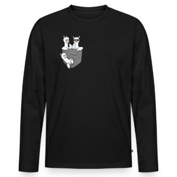 Alpagas dans un cadeau de poche avec un alpaga - T-shirt manches longues Premium bio Homme - noir - Devant - Nico (187cm)