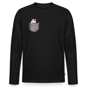 Hamster in Tasche Goldhamster Geschenk - Männer Premium Bio Langarmshirt - Schwarz - Vorne - Nico (187cm)