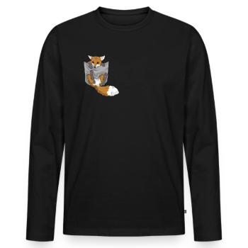 Fuchs Fennek Rotfuchs Fuchs in Tasche Geschenk - Männer Premium Bio Langarmshirt - Schwarz - Vorne - Nico (187cm)