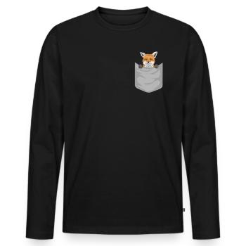 Fuchs Fennek Rotfuchs Fuchs in Tasche Geschenk - Männer Premium Bio Langarmshirt - Schwarz - Vorne - Nico (187cm)