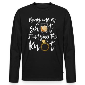 Groom man Achetez-moi un coup de feu j'attache le noeud - T-shirt manches longues Premium bio Homme - noir - Devant - Nico (187cm)