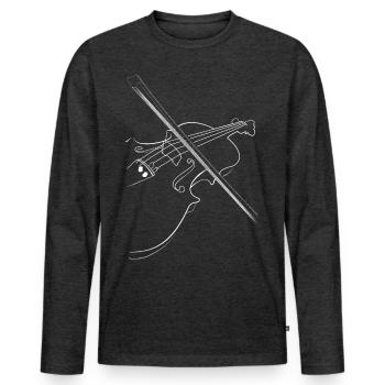 Violin Graphic T-Shirt - Men's Premium Organic Long Sleeve Shirt - heather anthracite - Front - Nico (187cm)