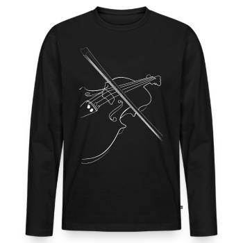 Violine Grafik T-Shirt - Männer Premium Bio Langarmshirt - Schwarz - Vorne - Nico (187cm)