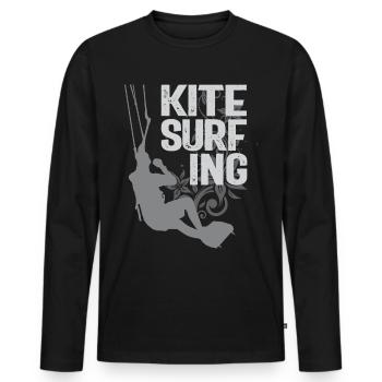 Kite surf - T-shirt manches longues Premium bio Homme - noir - Devant - Nico (187cm)