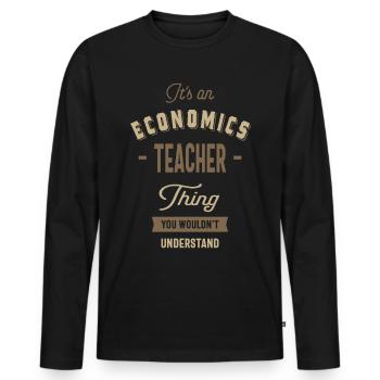 Wirtschaftslehrer-Sache - Männer Premium Bio Langarmshirt - Schwarz - Vorne - Nico (187cm)