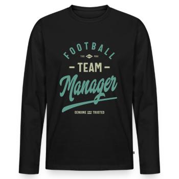 Manager de l'équipe de football - T-shirt manches longues Premium bio Homme - noir - Devant - Nico (187cm)