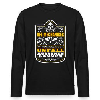 Mechanic, Car Mechanic, Car Mechanic, Car Mechanic - Men's Premium Organic Long Sleeve Shirt - black - Front - Nico (187cm)