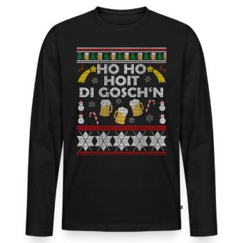 Ho Ho Hoit di Goschn - Männer Premium Bio Langarmshirt - Schwarz - Vorne - Nico (187cm)
