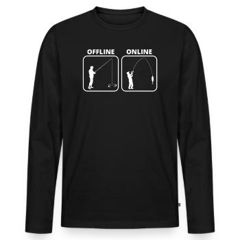 Angler Motif Funny Angler Sayings Online Offline - Men's Premium Organic Long Sleeve Shirt - black - Front - Nico (187cm)