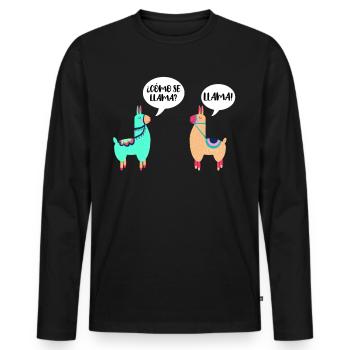 Como Se Llama Alpaca disant costume de lama cadeau - T-shirt manches longues Premium bio Homme - noir - Devant - Nico (187cm)
