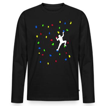 Bouldering Motif Gift Mur de bloc avec Bou coloré - T-shirt manches longues Premium bio Homme - noir - Devant - Nico (187cm)