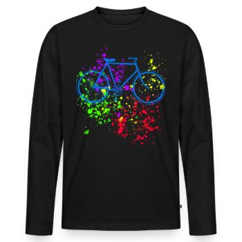 Motif de vélo Motif de vélo Vintage rétro - T-shirt manches longues Premium bio Homme - noir - Devant - Nico (187cm)