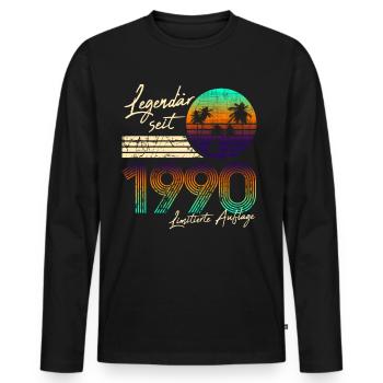 30. Geburtstag Männer Legendär Seit 1990 Vintage - Männer Premium Bio Langarmshirt - Schwarz - Vorne - Nico (187cm)