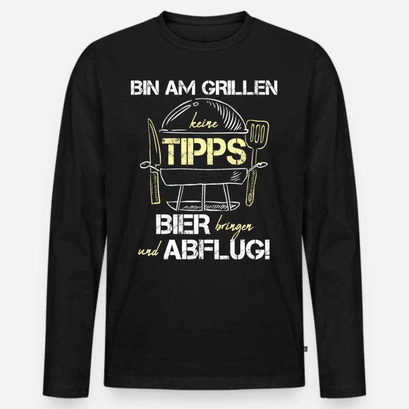 Grillen lustig Geschenkidee Mann Design - Männer Premium Bio Langarmshirt - Schwarz