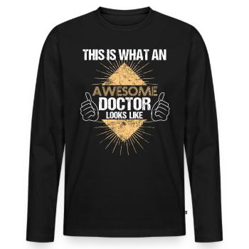 Doktor Abschluss Geschenk Doktortitel Doktorgrad - Männer Premium Bio Langarmshirt - Schwarz - Vorne - Nico (187cm)