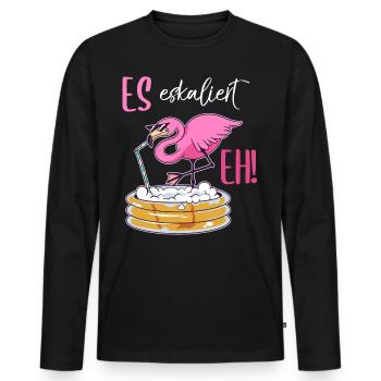 Es eskaliert Eh Flamingo Damen - Männer Premium Bio Langarmshirt - Schwarz - Vorne - Nico (187cm)