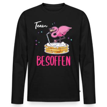 Team Besoffen Flamingo - Männer Premium Bio Langarmshirt - Schwarz - Vorne - Nico (187cm)