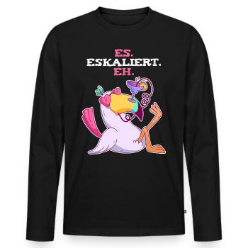 Es Eskaliert Eh Saufen Sprüche Alkohol Party Damen - Männer Premium Bio Langarmshirt - Schwarz - Vorne - Nico (187cm)