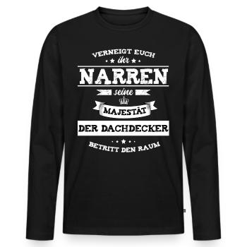 Herren Majestät Dachdecker Meister Lustiger Spruch - Männer Premium Bio Langarmshirt - Schwarz - Vorne - Nico (187cm)