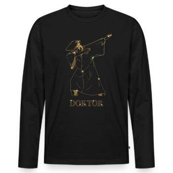 Doktorand Geschenk Dabbing Doktor Doktortitel - Männer Premium Bio Langarmshirt - Schwarz - Vorne - Nico (187cm)