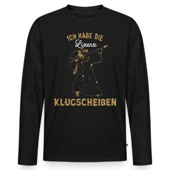 Klugscheißer Absolvent Prüfung Abschluss - Männer Premium Bio Langarmshirt - Schwarz - Vorne - Nico (187cm)