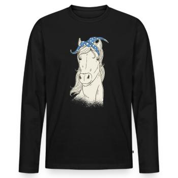 Cheval motif cavalier tête de cheval cheval - T-shirt manches longues Premium bio Homme - noir - Devant - Nico (187cm)
