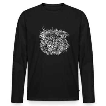 Lion ACHTENKAS - Men's Premium Organic Long Sleeve Shirt - black - Front - Nico (187cm)
