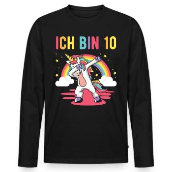 10. Geburstag Mädchen Geschenk Kinder Einhorn - Männer Premium Bio Langarmshirt - Schwarz - Vorne - Nico (187cm)