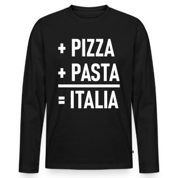 Pizza + Pasta = Italia Italien Italienisch - Männer Premium Bio Langarmshirt - Schwarz - Vorne - Nico (187cm)