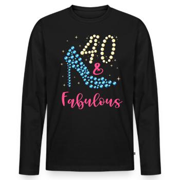 40 And Fabulous 40th 40th Birthday Ladies - Men's Premium Organic Long Sleeve Shirt - black - Front - Nico (187cm)