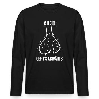 30. Geburtstag Männer Abwärts Hoden 1990 - Männer Premium Bio Langarmshirt - Schwarz - Vorne - Nico (187cm)