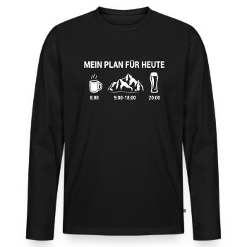Mein Plan für heute Kaffe Berge Bier Wandern Alpen - Männer Premium Bio Langarmshirt - Schwarz - Vorne - Nico (187cm)