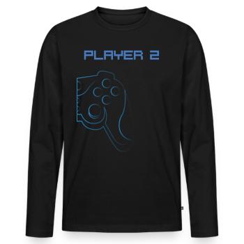 Player 2 partner look dad son gamer - Men's Premium Organic Long Sleeve Shirt - black - Front - Nico (187cm)