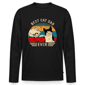Best Cat Dad Ever Bump vintage graphic - Men's Premium Organic Long Sleeve Shirt - black - Front - Nico (187cm)
