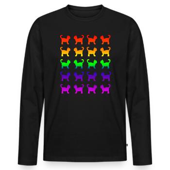 Katzen bunt wie Einhörner - Männer Premium Bio Langarmshirt - Schwarz - Vorne - Nico (187cm)
