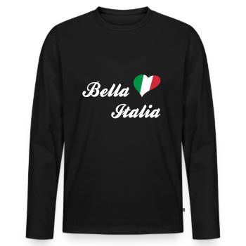 Bella Italia Italienisches Lebensgefühl - Männer Premium Bio Langarmshirt - Schwarz - Vorne - Nico (187cm)