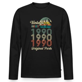 30. Geburtstag Vintage Original Parts August 1990 - Männer Premium Bio Langarmshirt - Schwarz - Vorne - Nico (187cm)