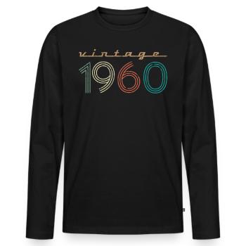 60e anniversaire femme 60 vintage août 1960 - T-shirt manches longues Premium bio Homme - noir - Devant - Nico (187cm)