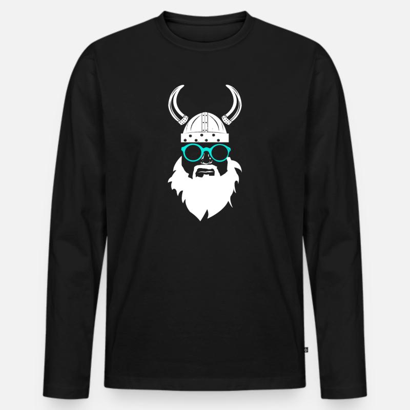 Viking Nerd - Männer Premium Bio Langarmshirt - Schwarz